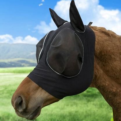 Anti-Fly Knitted Mesh Horse Mask — Breathable Anti-Mosquito & Anti-Worm Equestrian Riding Gear