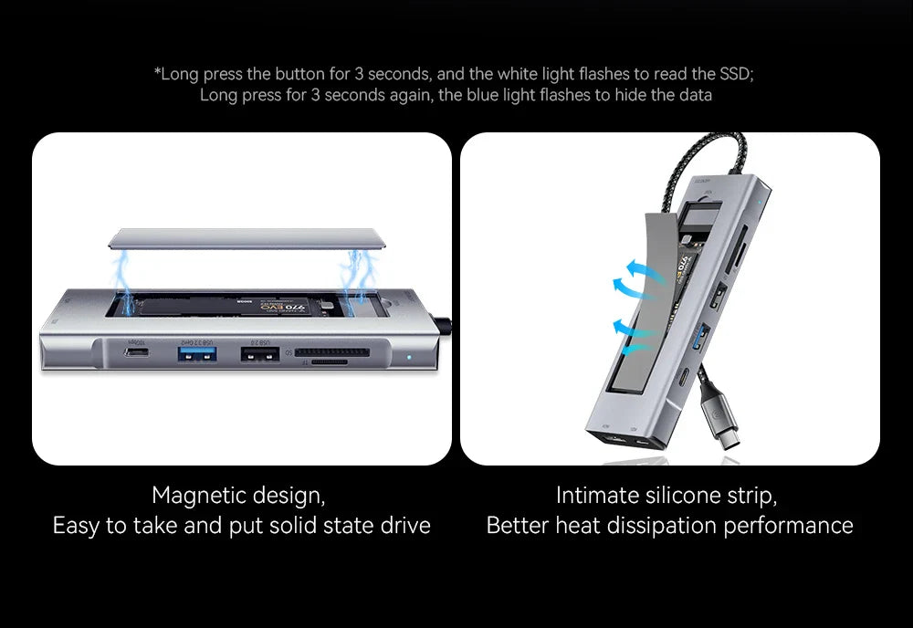 ESSAGER 8-in-1 USB-C Hub Dock Station — HDMI + Disk Storage | Compatible with MacBook Pro/Air M1 & M2