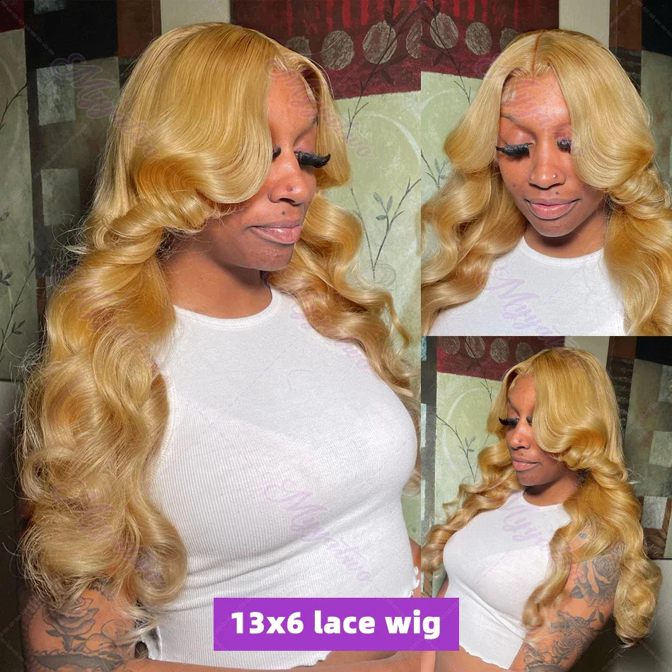 Brazilian #27 Honey Blonde Body Wave Wig – 30-34 Inch, 13x4 Lace Front, HD Transparent Lace Frontal, 200% Density for Women
