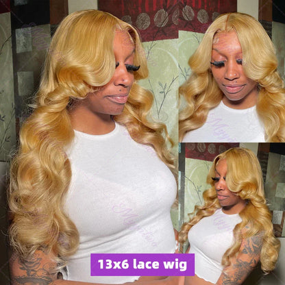 Brazilian #27 Honey Blonde Body Wave Wig – 30-34 Inch, 13x4 Lace Front, HD Transparent Lace Frontal, 200% Density for Women