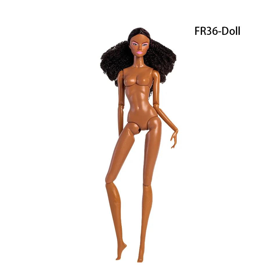 32cm European Supermodel Nude Doll – Original 1/6 Joint Figure with Multi-Color Skin and Exquisite Makeup, Full Series Collectible Toy