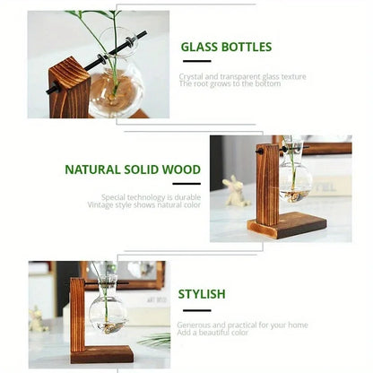 Hydroponic Glass Vase, Vintage Desktop Plant Terrarium Planter, Bulb Water Planting Propagation Vase for Hydroponics Plants