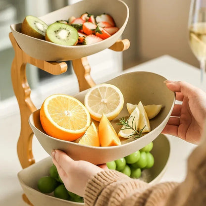 2/3 Layer Fruit Plate & Snack Dish - Modern Plastic Candy Basket, Cake Stand & Salad Bowl for Home Living Room
