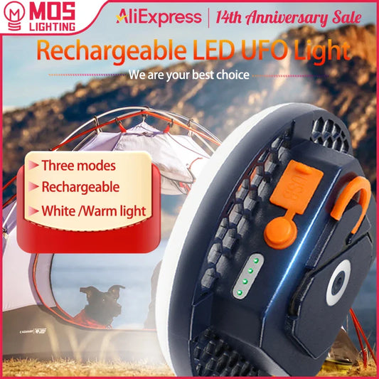 MOSLIGHTING Rechargeable Tent Lantern - Portable Emergency Night Market Light for Outdoor Camping, LED Bulb Lamp Flashlight for Home