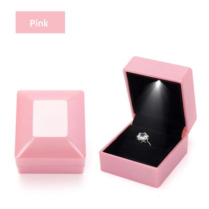 LED Jewelry Ring & Necklace Box — Luxury Velvet Display Case with Light for Engagement, Proposal & Wedding Gifts