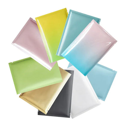 100PCS Open Top Aluminum Foil Bags - Glossy/Matte Finish, Heat Sealable for Tea, Spices, Bakery, Meat, Snacks, Chocolate, Soap, Salt Storage Pouches