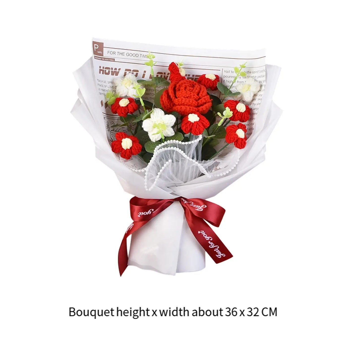 Knitted Flower Bouquet — Crochet Home Decor for Teacher’s Day, Birthday & Anniversary