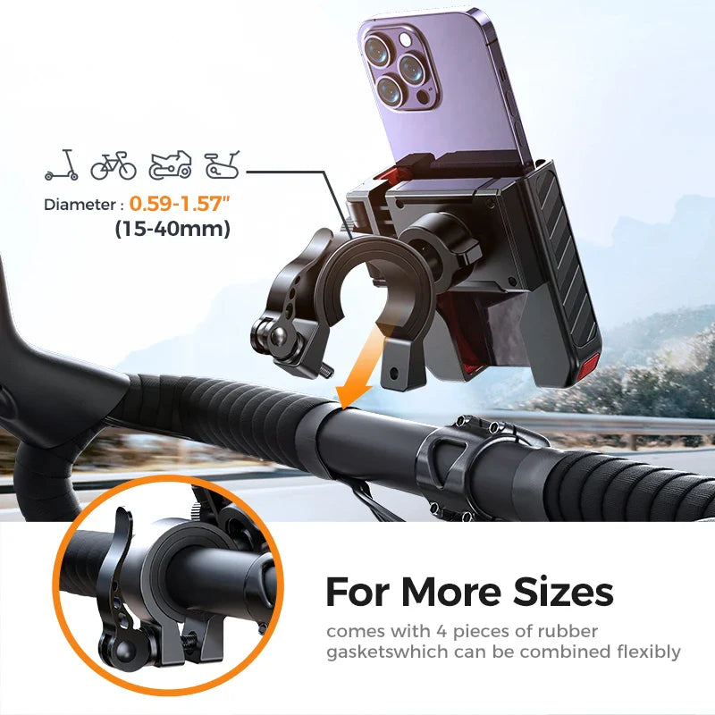 Joyroom 2024 Universal Bike & Motorcycle Phone Holder – One-Hand Operation Shockproof Mount for 4.7-7" Phones