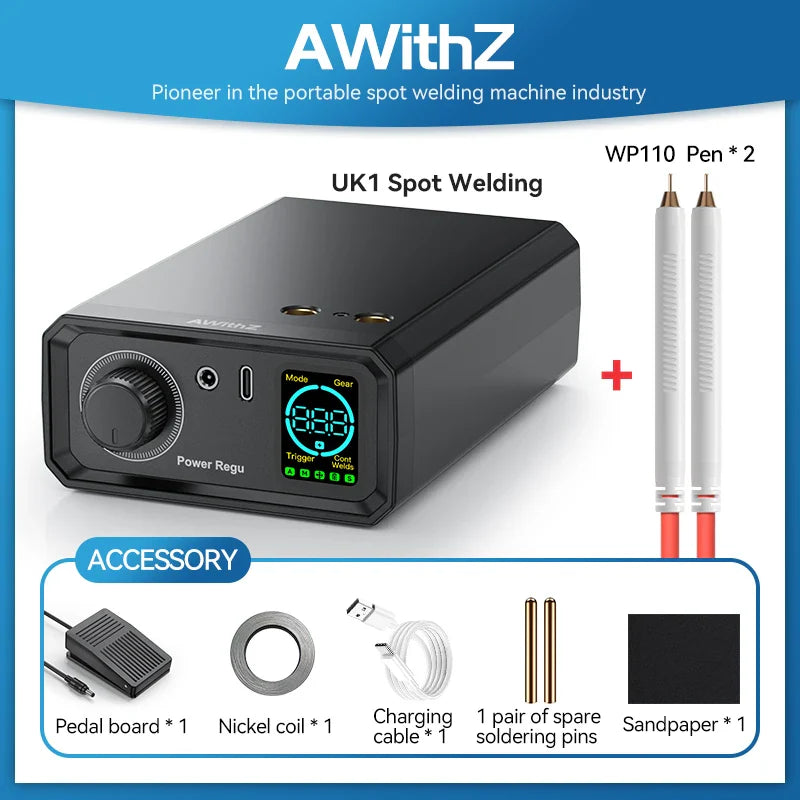 Awithz 9000W Portable Spot Welder – High Power 1330A Pedal Welding Machine with Adjustable Settings for 18650 Battery DIY Spot Welding Tool