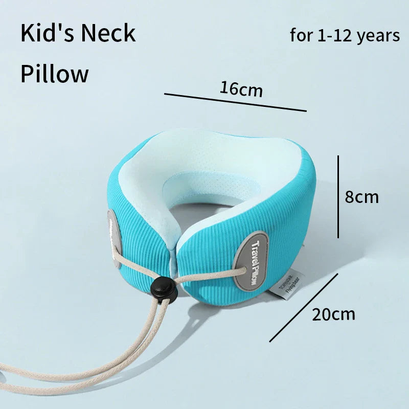 Kids U-Shaped Memory Foam Neck Pillow – 360° Support Travel & Nap Cushion, Slow Rebound with Removable Cover for Children