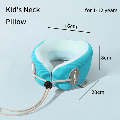 Kids U-Shaped Memory Foam Neck Pillow – 360° Support Travel & Nap Cushion, Slow Rebound with Removable Cover for Children