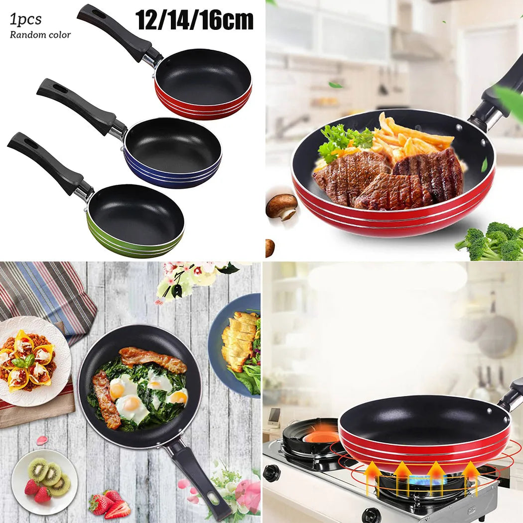 12/14/16cm Mini Non-Stick Frying Pan – Steel Saucepan for Kitchen Cooking, Random Colors