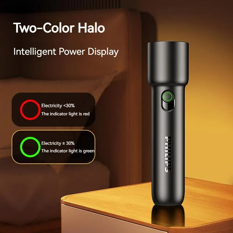 Philips 2025 New EDC Portable Rechargeable LED Flashlight – Self Defense, Camping & Hiking Tool