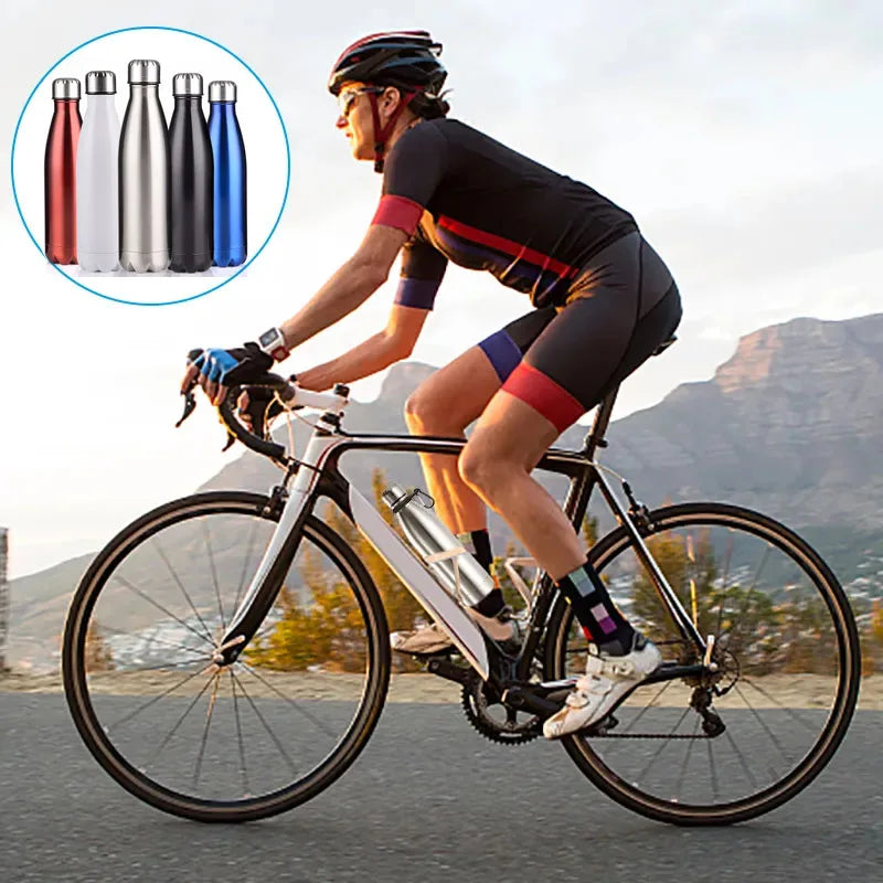 500ml Sport Bottles - Double Wall Insulated Vacuum Flask Stainless Steel Thermos, Large Capacity Coke Bottle, Car Water Cup