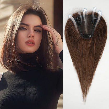 Synthetic Hair Topper with Bangs – Clip-in Hair Extensions for Women, Increase Volume, Cover White Hair & Hairline