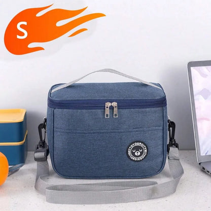 Insulated Handheld Lunch Bag with Shoulder Strap – Thickened Waterproof Student Lunch Box Tote