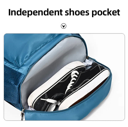 Drawstring Fitness Bag — Lightweight Multi-Pocket Gym Backpack with Separate Shoe Compartment, Foldable Outdoor Training Bag