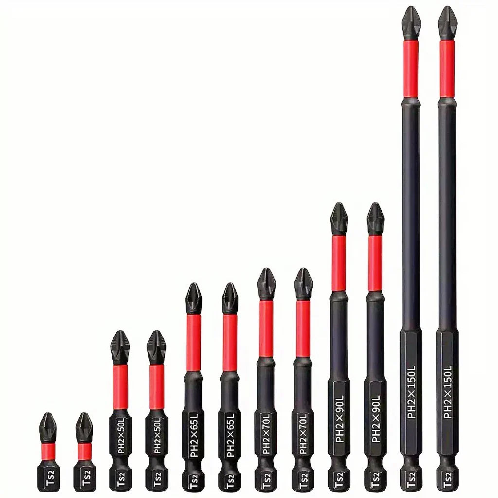 5/12 Pcs Magnetic Screwdriver Bit Set – Non-Slip Shockproof Phillips Impact & Hex Shank Alloy Steel Bits for Power Tools
