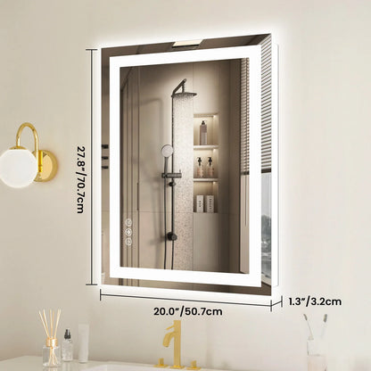 36"x24" LED Bathroom Vanity Mirror – Wall-Mounted Tempered Glass with Front & Backlight, Memory Function for Living Room