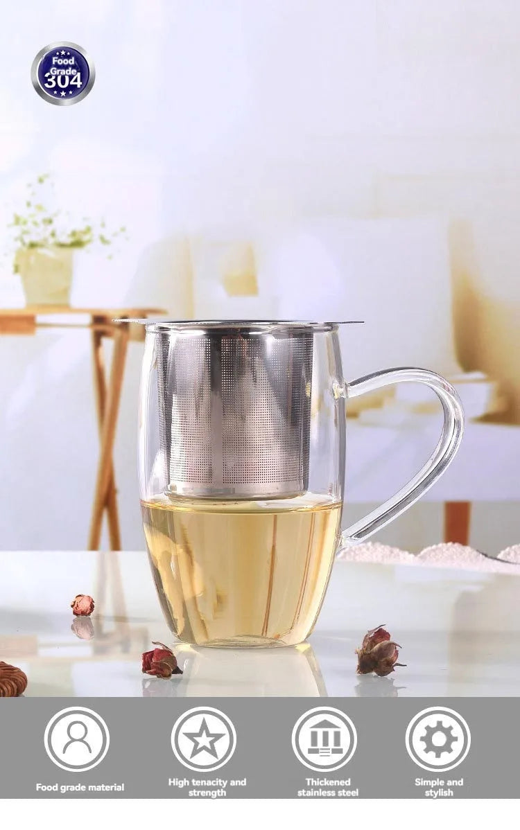 High-Quality Stainless Steel Tea Infuser with Cover – Coffee & Tea Strainer, Mesh Filter Accessory