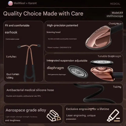 Carent Professional Cardiology Stethoscope — Diagnostic Master Stethoscope for Nurses and Health Care Professionals