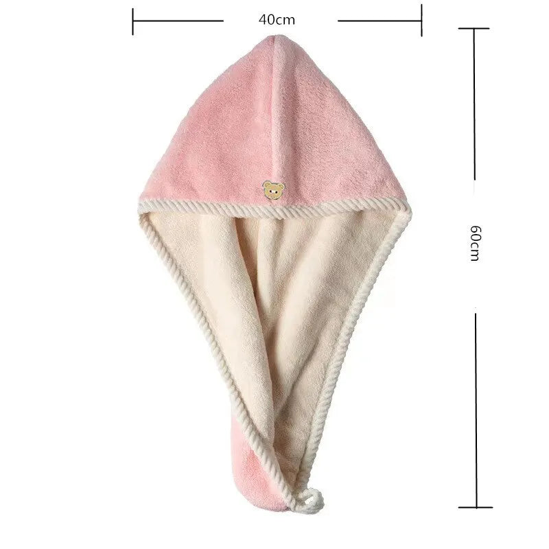Double Thick Dry Hair Towel - Double-Sided Dry Hair Cap, Multi-Color Strong Absorbent, Rippled Edge Quick Drying Bath Hat