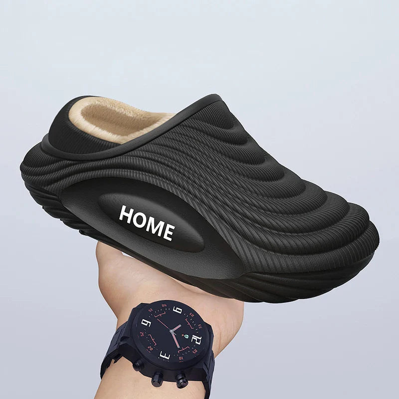 Warm Plush EVA Slippers for Men & Women – Waterproof Non-Slip Winter Platform Indoor/Outdoor Furry Home Slippers Casual Comfort Shoes