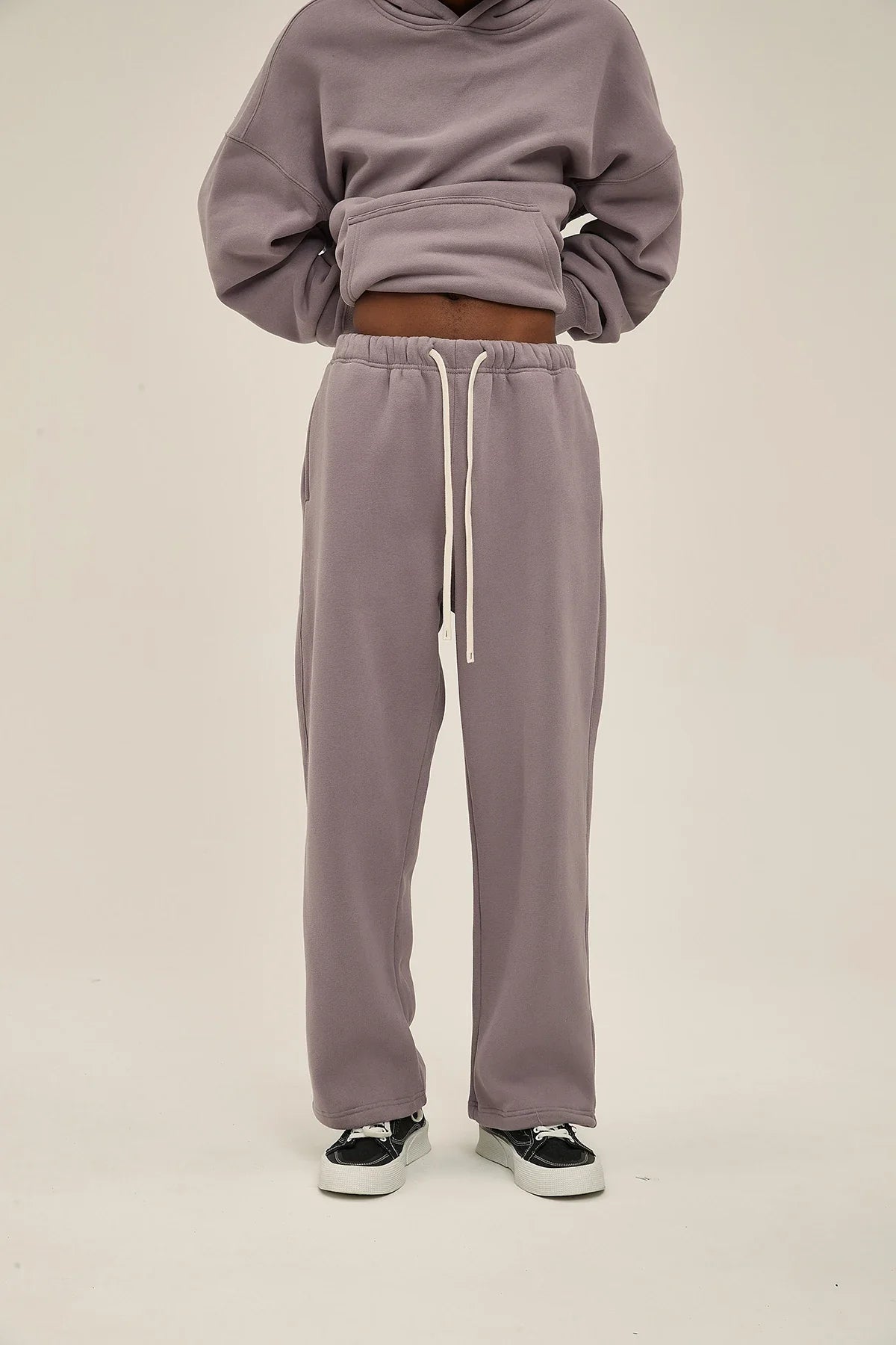 Straight-Lined Solid Color Cashmere Sweatpants – Soft Cozy Lounge Pants