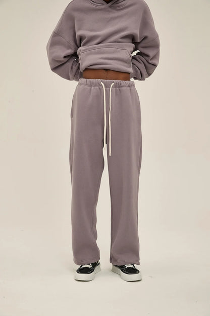 Straight-Lined Solid Color Cashmere Sweatpants – Soft Cozy Lounge Pants