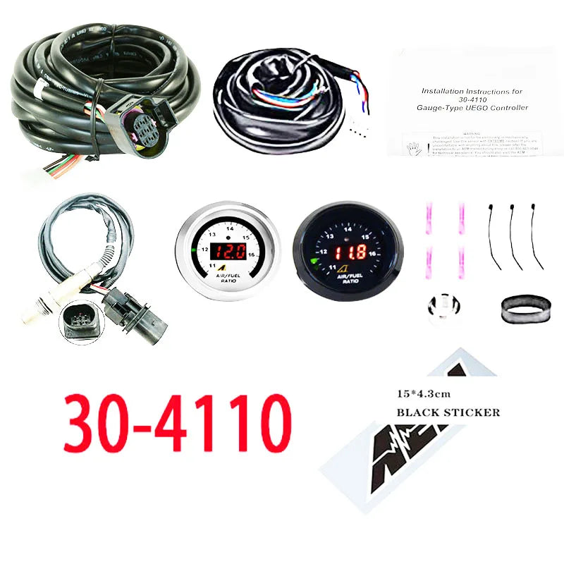 AEM Wideband Gauge Kit — 30-4110 / 30-0300 X-Series AFR O2 UEGO Air Fuel Ratio Gauge 2 1/16" with LSU 4.9 17025 Sensor