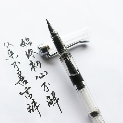 Portable Transparent Calligraphy Brush Pen – Soft Weasel Hair Tip, Refillable Ink for Watercolor & Fountain Art