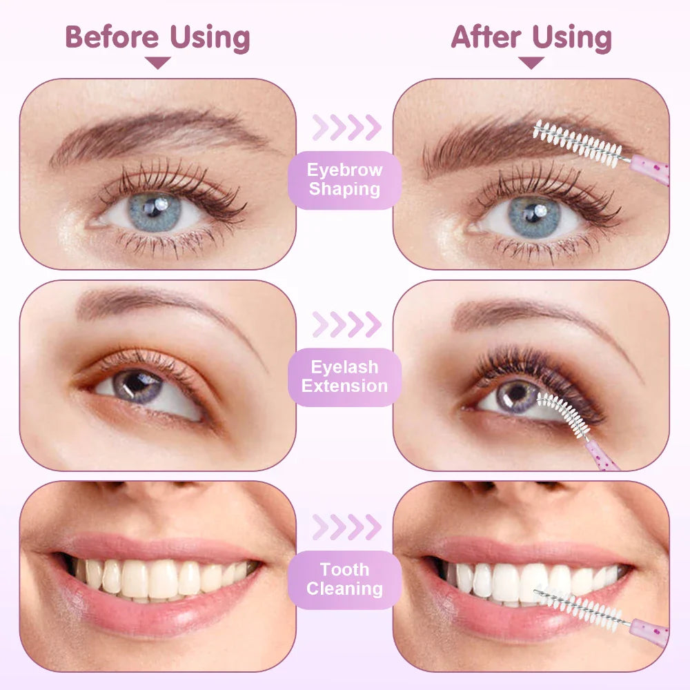 MAYOOC Mini Eyebrow Brush – Disposable Brow Lifting & Perm Brushes, Bendable Micro Eyelash Applicators Tools
