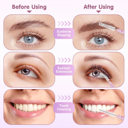 MAYOOC Mini Eyebrow Brush – Disposable Brow Lifting & Perm Brushes, Bendable Micro Eyelash Applicators Tools
