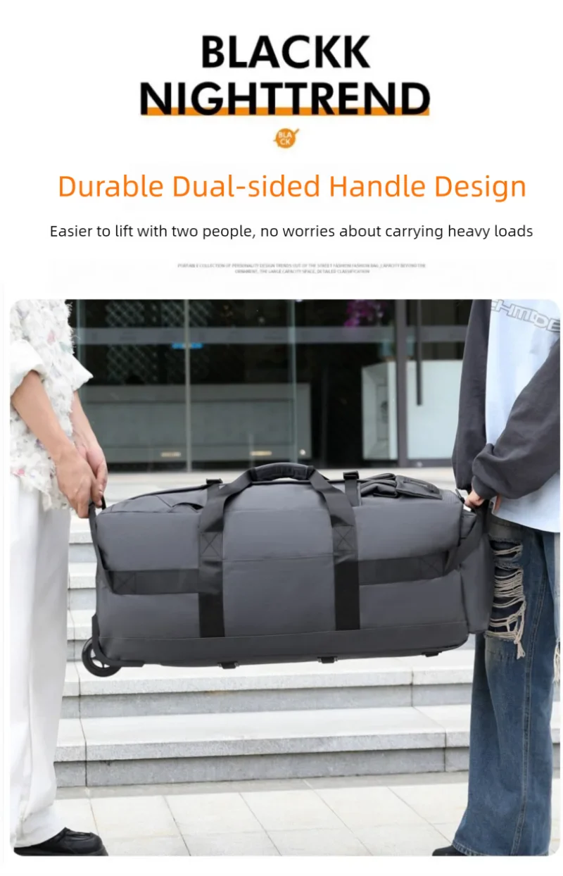 80L Rolling Duffle Bag with Wheels – 31" Heavy-Duty Foldable Travel Duffel, Water-Resistant Luggage with Shoulder Strap