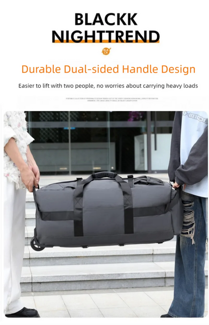 80L Rolling Duffle Bag with Wheels – 31" Heavy-Duty Foldable Travel Duffel, Water-Resistant Luggage with Shoulder Strap