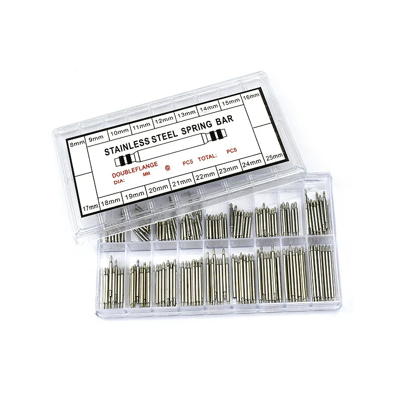 270pcs Stainless Steel Spring Bars Set – 8mm to 25mm for Watchband Strap Repair & Watch Accessories