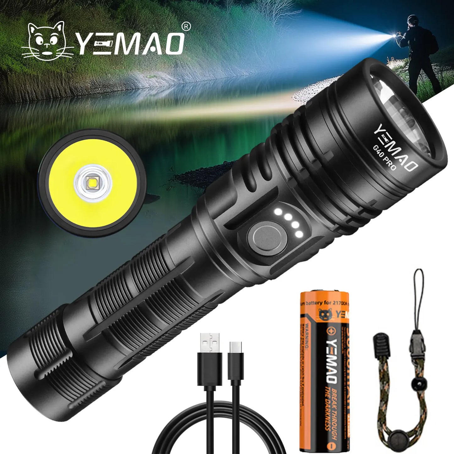 Tactical Triple-Light LED Flashlight – Ultra-Thin Aluminum Alloy EDC Rechargeable COB Work Light