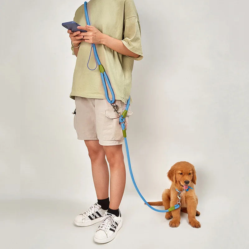 Reflective Nylon Dog Leash – Hands-Free Running & Walking Rope Lead for Small to Large Dogs