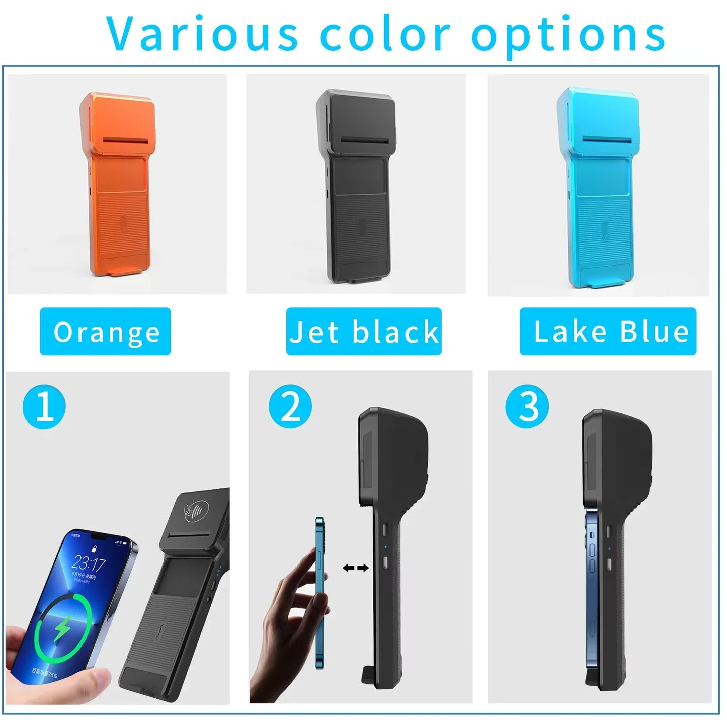 58mm Thermal Printer & 2D Bluetooth Scanner - 2-in-1 Mobile Back Clip with 7.4V 3000mAh Battery