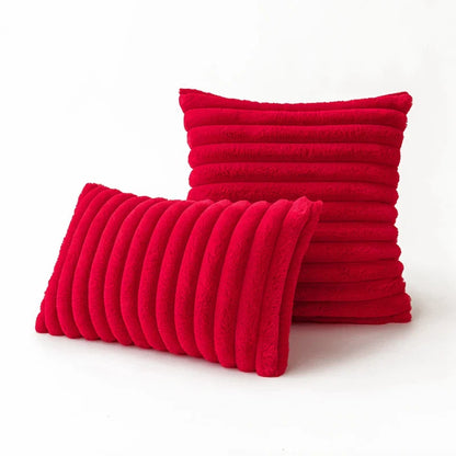 Faux Fur Plush Throw Pillow Covers – Soft Decorative Cushion Cases for Couch, 30x50cm & 45x45cm, Orange, Green, Pink, Cream