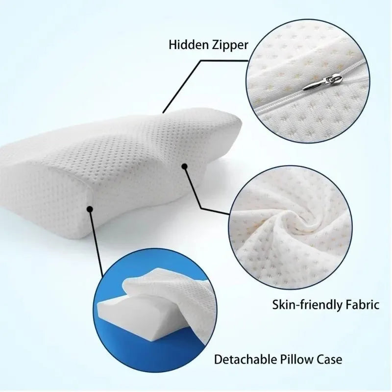 Memory Foam Orthopedic Pillow – Butterfly-Shaped Neck Protection with Slow Rebound for Cervical Health
