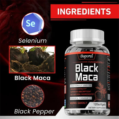 Black Maca Supplement – Natural Energizer for Performance, Energy, Endurance, Muscle Mass & Hormone Balance