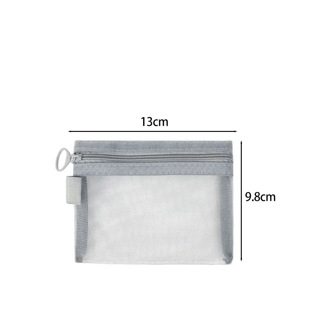 1/3PCS Black Mesh Clear Cosmetic Bag Set Portable Travel Makeup Toiletry Organizer Pouch Storage Case