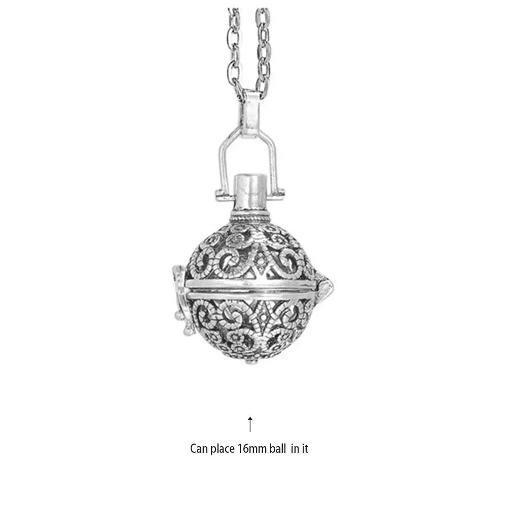 Vintage Mexico Angel Ball Chime Necklace – Antique Locket Aromatherapy Essential Oil Diffuser
