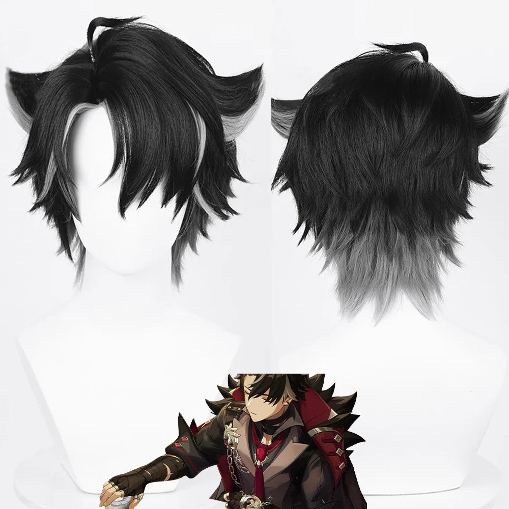 RANYU White Men’s Wig – Short Straight Synthetic Anime Hair, High-Temperature Fiber for Cosplay & Party