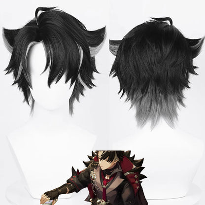 RANYU White Men’s Wig – Short Straight Synthetic Anime Hair, High-Temperature Fiber for Cosplay & Party