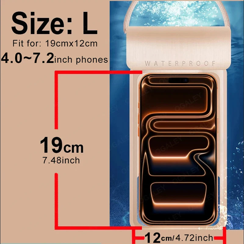 IPX8 Universal Waterproof Phone Pouch – Dry Bag Case for iPhone 16/17 Pro Max, Xiaomi, Samsung