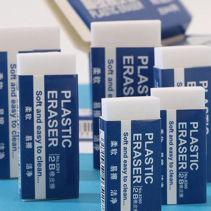 10Pcs 2B White PVC Eraser: Clean & Mess-Free Soft Eraser for Students, Exams, and Sketching