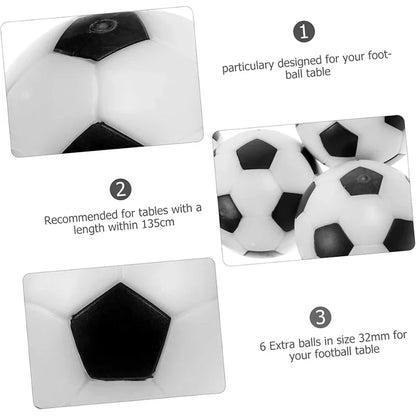 3.2cm Mini Foosball Balls – 6pcs Black & White Table Soccer Replacement Balls for Kids Games & Decor