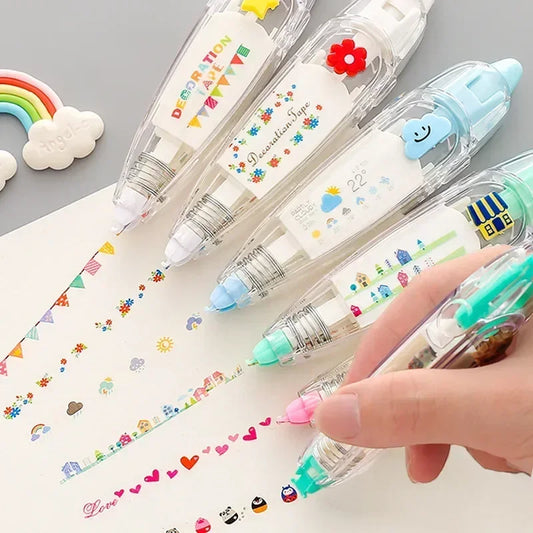 Kawaii Correction Belt: Girls' Hand Account Decorative Stickers & Marker Pen Set - School & Office Stationery Supplies